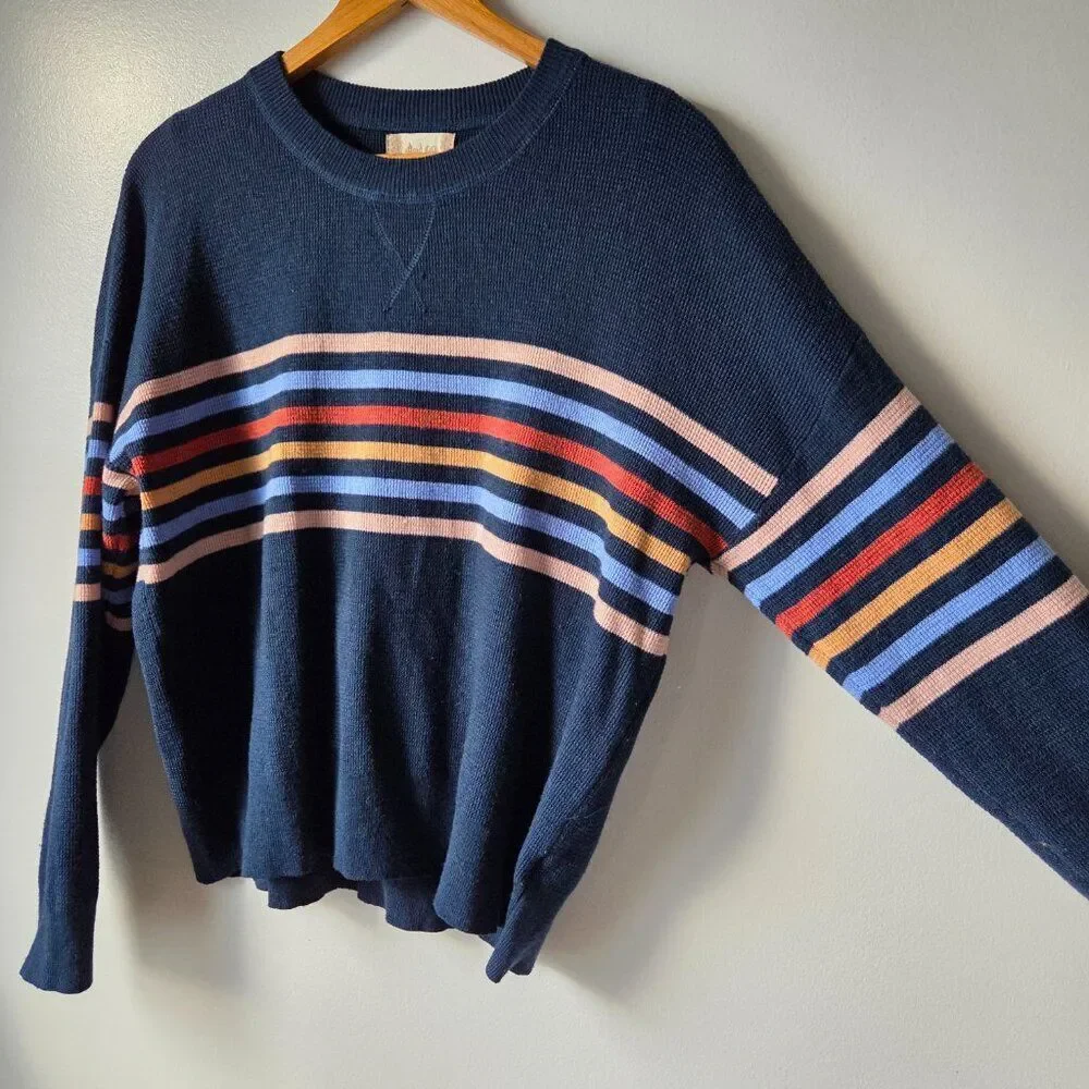 EUC ALTAR'D STATE CREW NECK WOOL BLEND STRIPED SWEATER TOP SIZE M